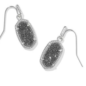 Lee Silver Drop Earrings in Platinum Drusy